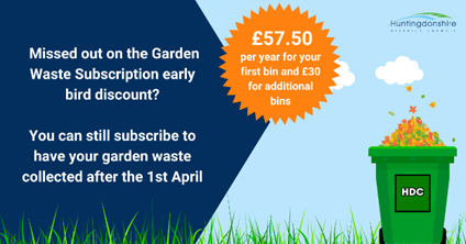 HDC Green Bin subscription service, £57.50 per year